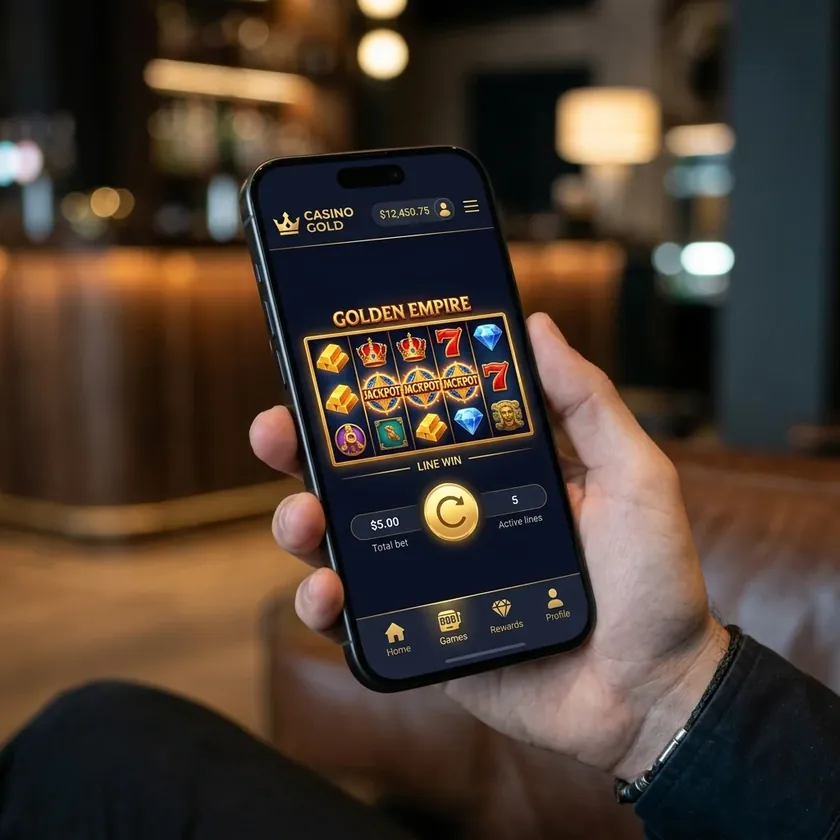 Interfaz app móvil Kaleo Casino Android iOS diseño premium